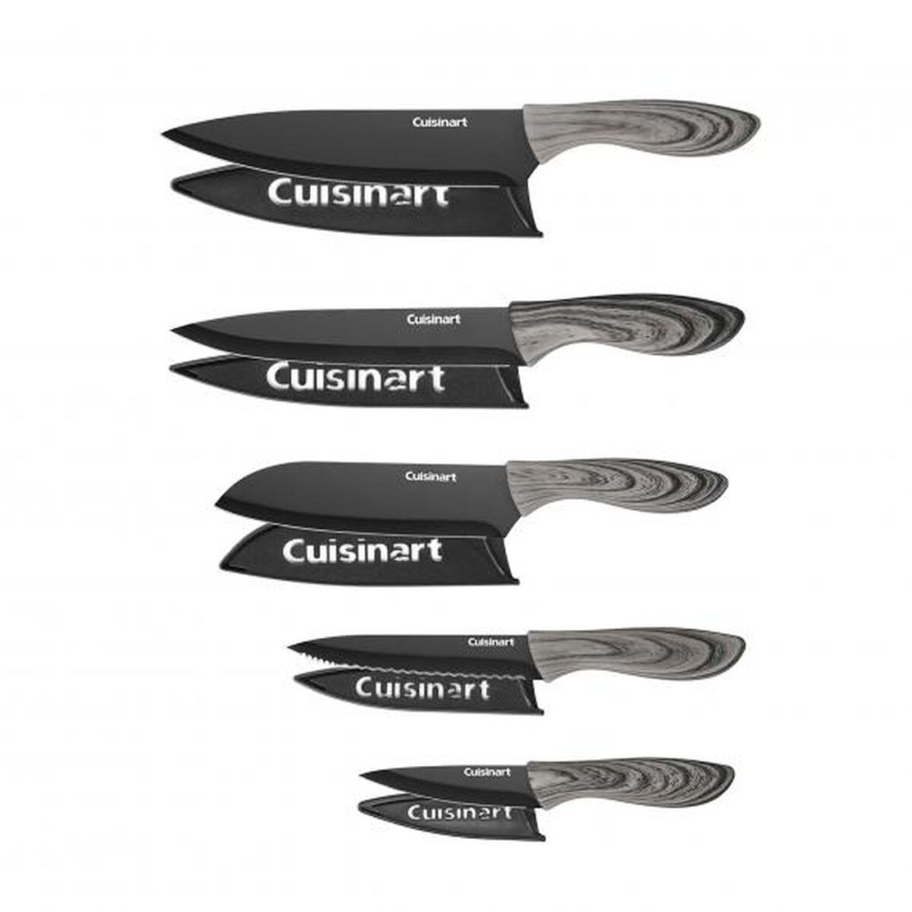 10 Piece Ceramic Coated Knife Set - Faux Wood