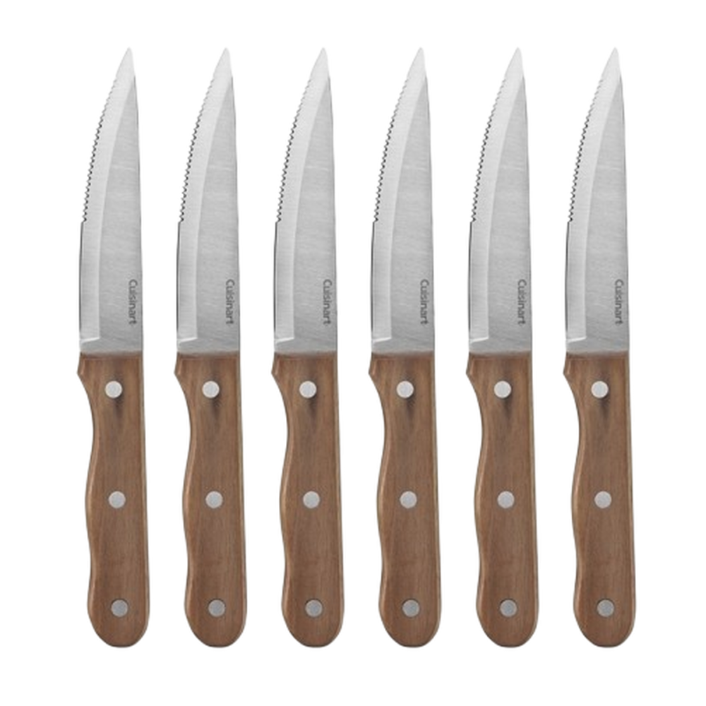 6 Piece Triple Rivet Walnut Steak Knife Set