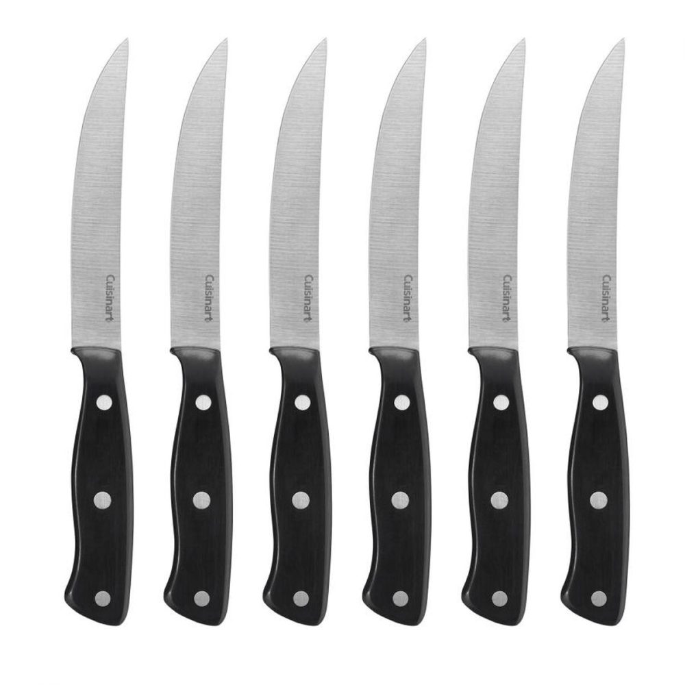 6 Piece Black Triple Rivet Steak Knife Set